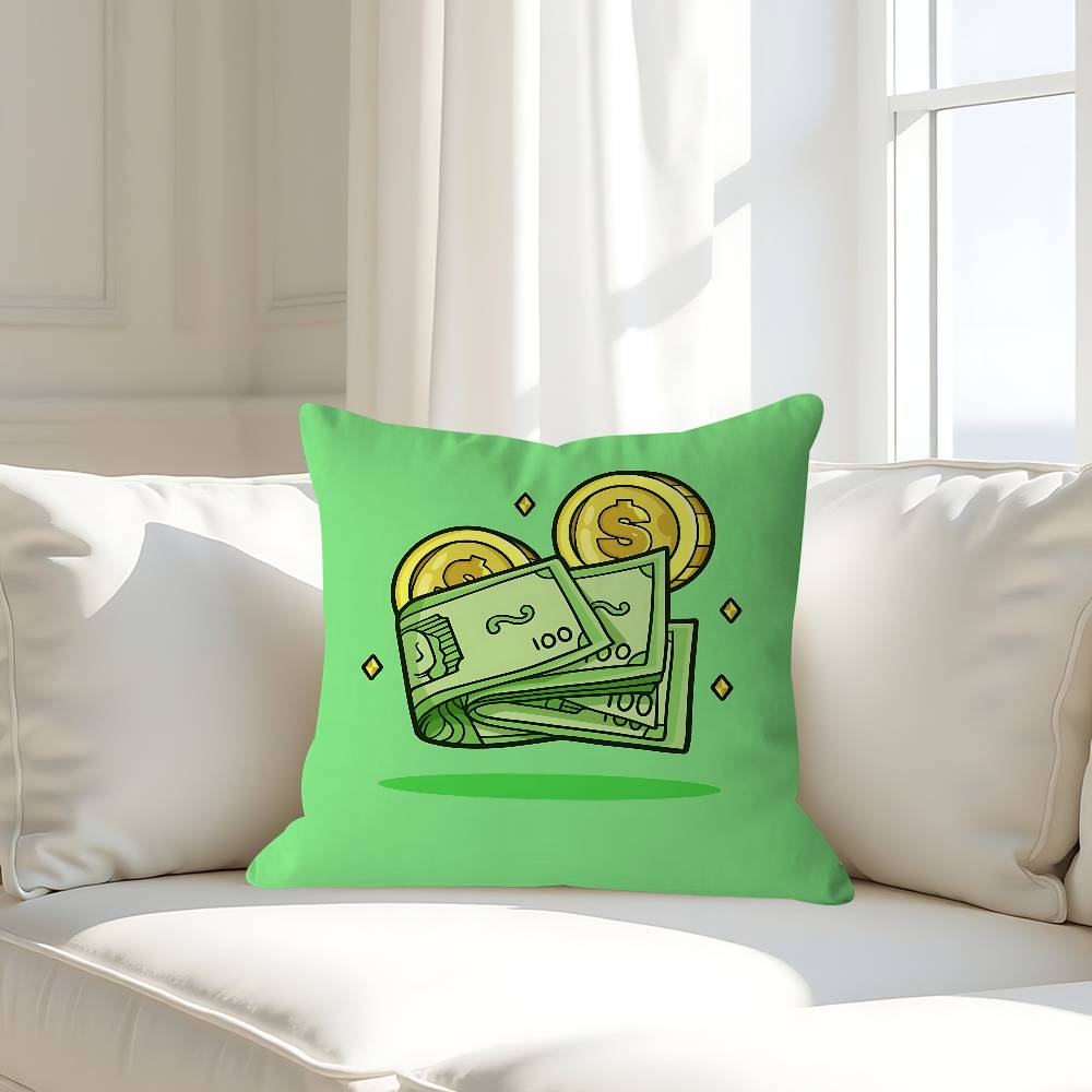 Cartoon Currency Pillow Case Removable Washable Cushion Cover – All-Season Soft Linen