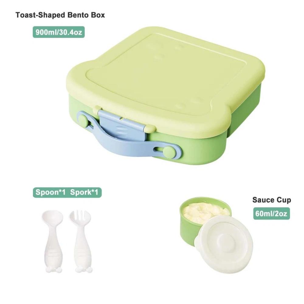 Bento Box for Kids School Lunch Box with Utensils and A Dipping Bowl Leak-Proof 4 Compartments with Carrying Handle