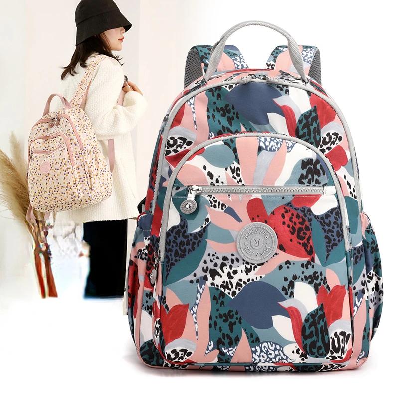 New Printing Women'S Waterproof Nylon Backpack Simple School Bag for Teenage Girl Shoulder Travel Bag School Backpack 2023