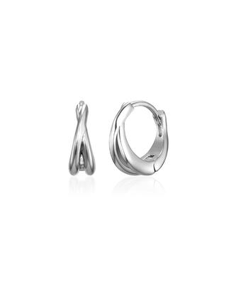 Akarki 925 Silver Riven Cross One-Touch Ring Earrings