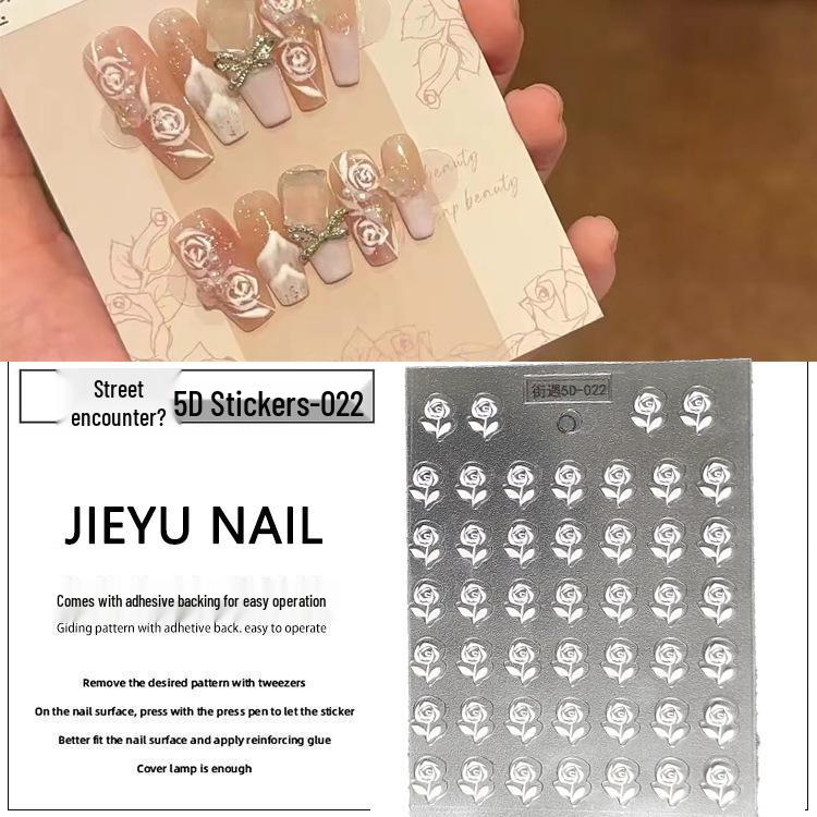 White Rose Style Removable Nail Art Stickers