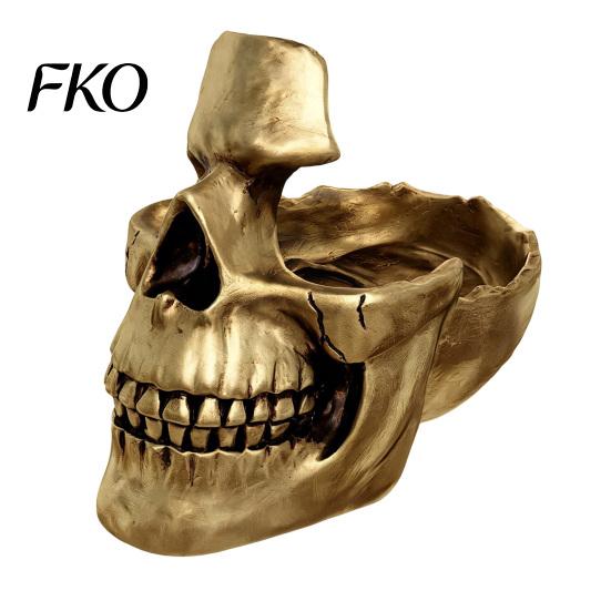 Cool Skull Gift Idea Resin Multifunctional Storage Tray, Gothic Eyeglasses Holder Jewelry Organizer for Creative Sculpture Keys Coins Trinkets,