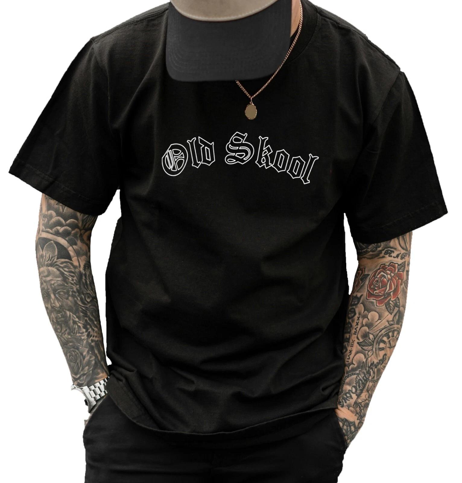 

Unisex Slim Fit T-Shirt - Old Skool Gothic Emo Original Summer Crewneck Slim Fit 4XL