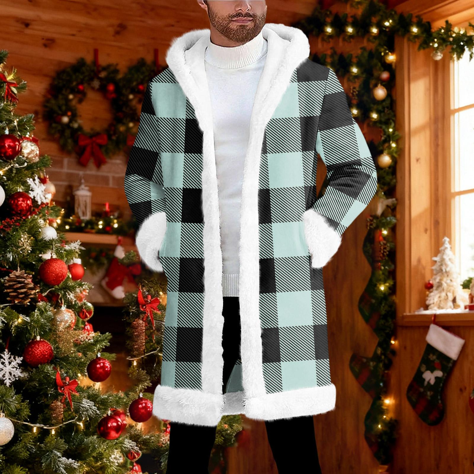 

Men s Hooded Hood Cardigan Long Keep Warm Coat XXL