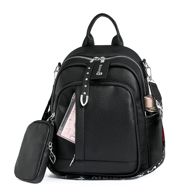 Soft Leather Backpack Student Schoolbag Large Capacity Travel Bag PU Women's Backpack