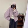 Autumn New Pink Purple Student Small Fragrant Short Loose Round Neck Small Wool Coat Female Tide