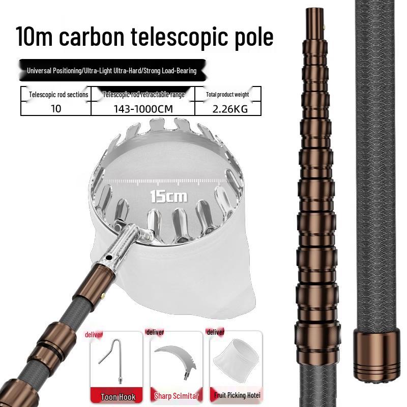 Telescopic Pole Fruit Picker for Persimmon, Loquat, Bayberry, Peach, Plum, Jujube, Apricot, and High-Altitude Harvesting