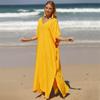 Casual Solid Long Kaftan Loose V-neck Half Sleeve Maxi Dress Summer Clothes Women Beach Wear Swim Suit Cover Up EMA