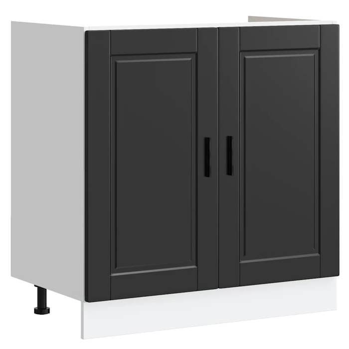 VidaXL Meuble bas pour évier Porto noir 80x46x81,5 cm bois ingénierie 853928