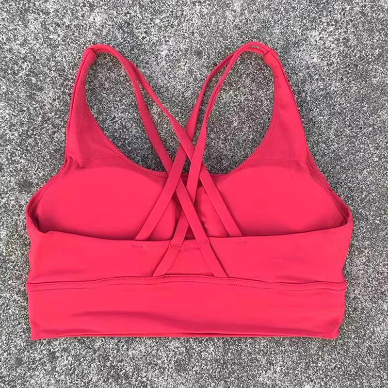 Solid Color Women Cross Back Bra Fitness Underwear Soft Fitness Sport Bra Top Gym Yoga Athletic Workout With Chest Pad