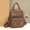 Vintage Leather Backpack for Women Casual Daypack Travel Shoulder Bag with Multi Pockets