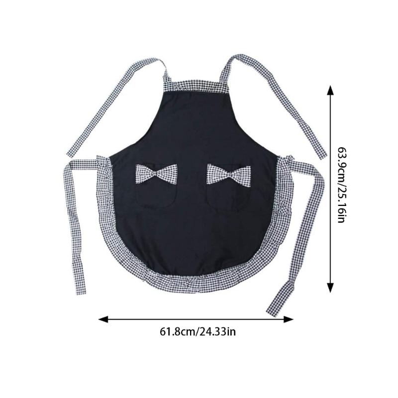 Fashion Bowknot Apron Adjustable Kitchen Cooking Aprons Women's Cake Apron with Pockets Halloween Mother's Day Gifts