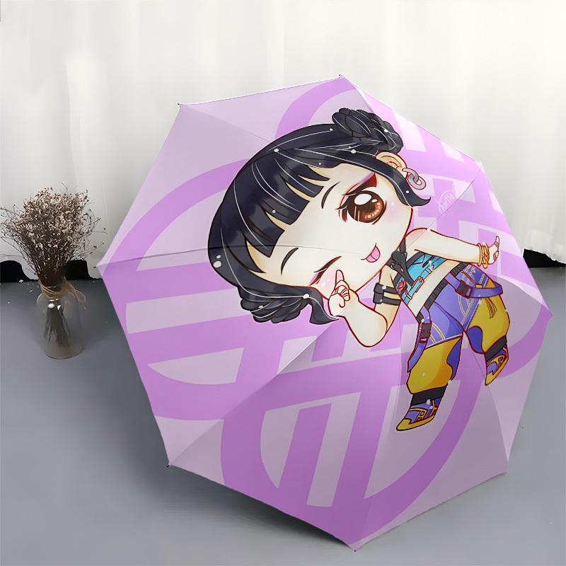 Ombrello Automatico Apri e Chiudi a Tema Gruppi di Ragazze K-POP Anime - 8 Stecche, Adatto per il Tempo Libero e le Uscite, Accessorio da Esterno, Gothi