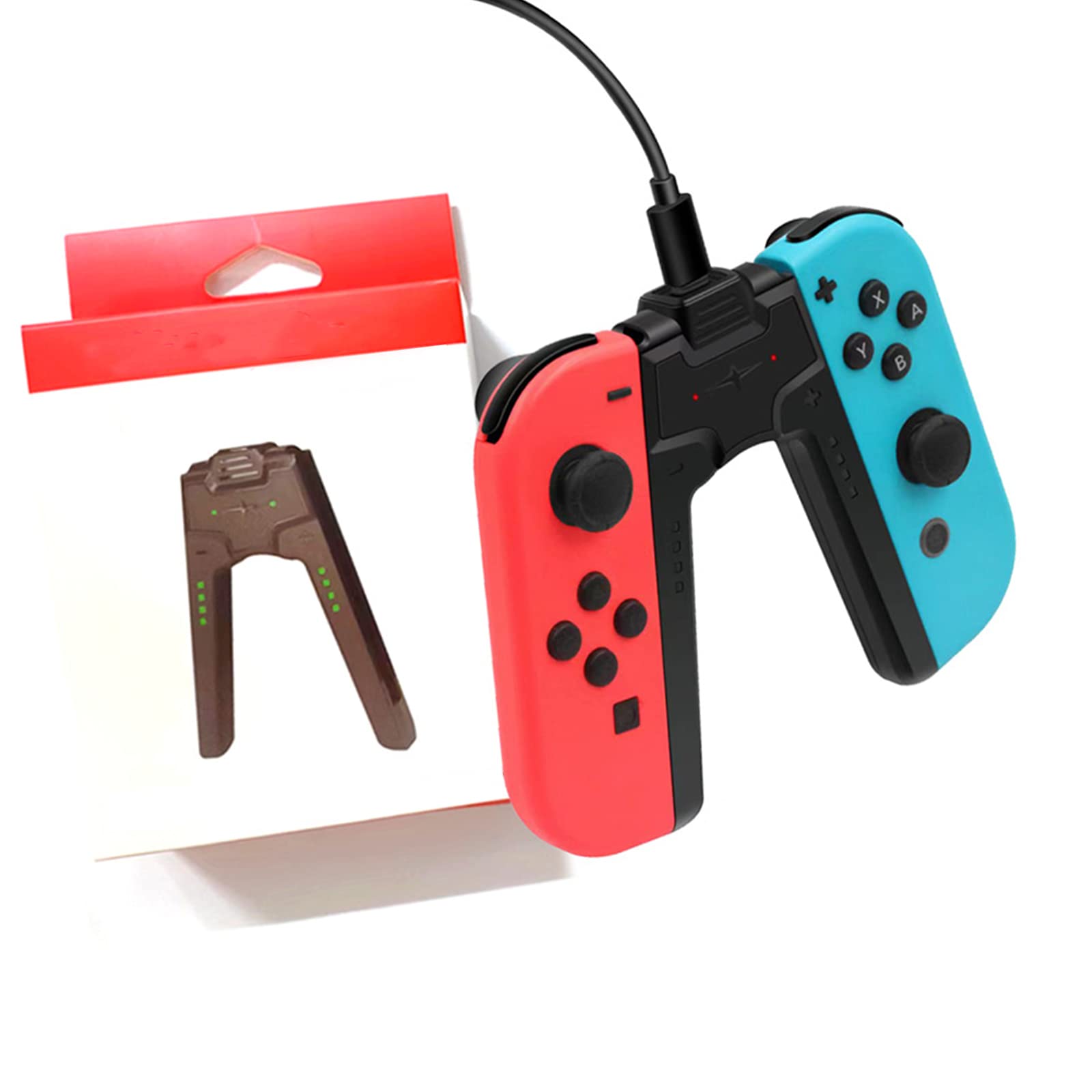 

Godrii Rechargeable for Enhanced Gaming Compatible with Switch Charges While You Play with LED Charging Easy to Easy to White Joy-Con v-Grip,