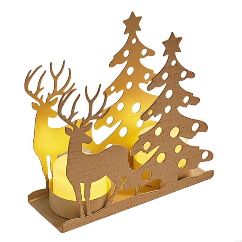 

62KD Набор из 2 винтажных железных подставок Рождественские подсвечники для чайных свечей