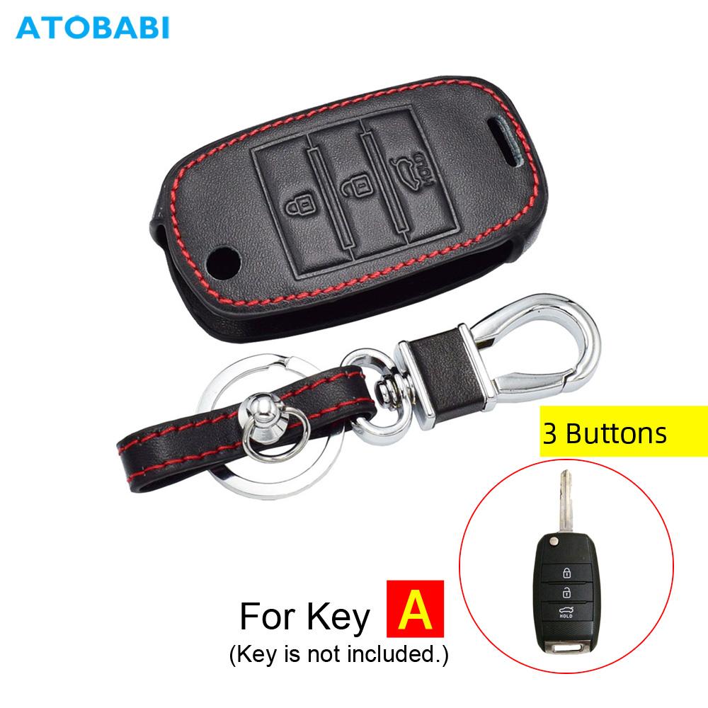 Leather Car Key Case Remote Key Cover For Kia Rio Sorento Optima Forte Niro Soul Sedona Sportage Ceed K3 Cerato Seltos Accessory