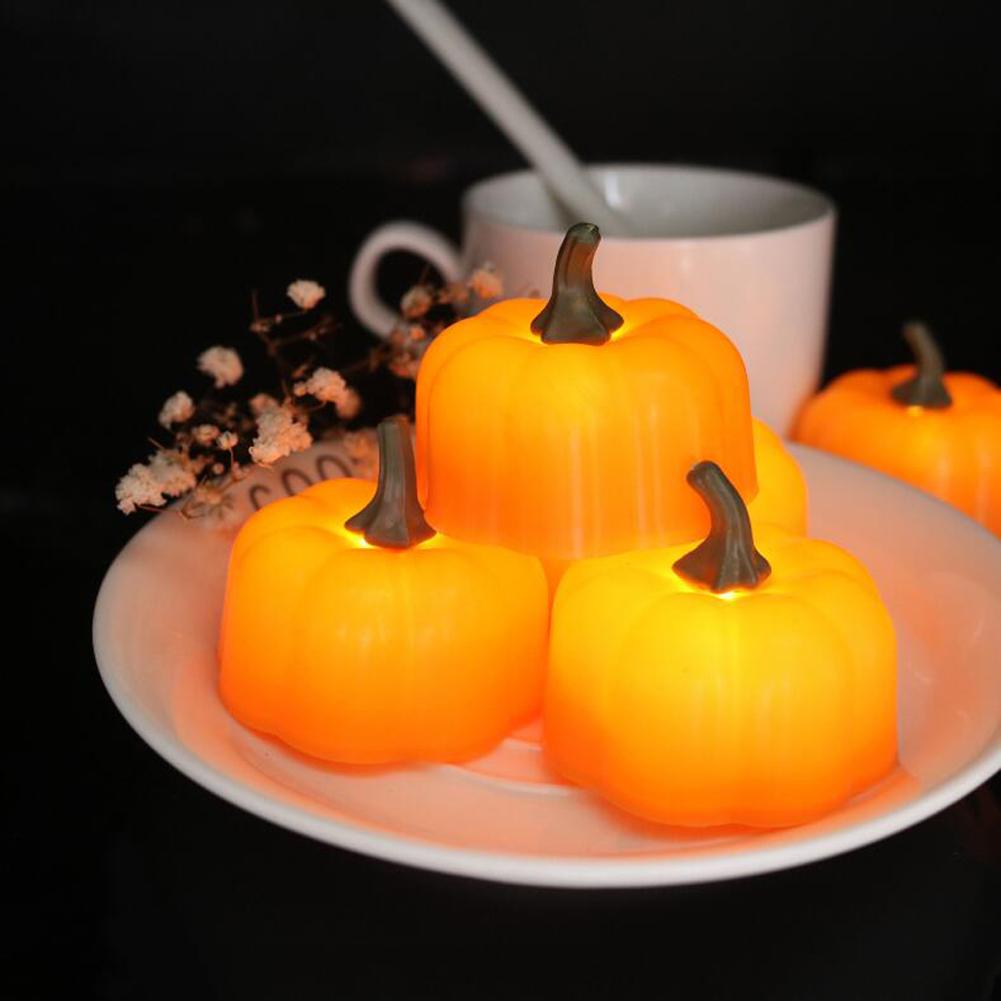 6pcs Pumpkin Candle Lights, LED Candles Tea Lights, Halloween Decoration Lights, Flameless Candles Lamp, Battery Candles Lights