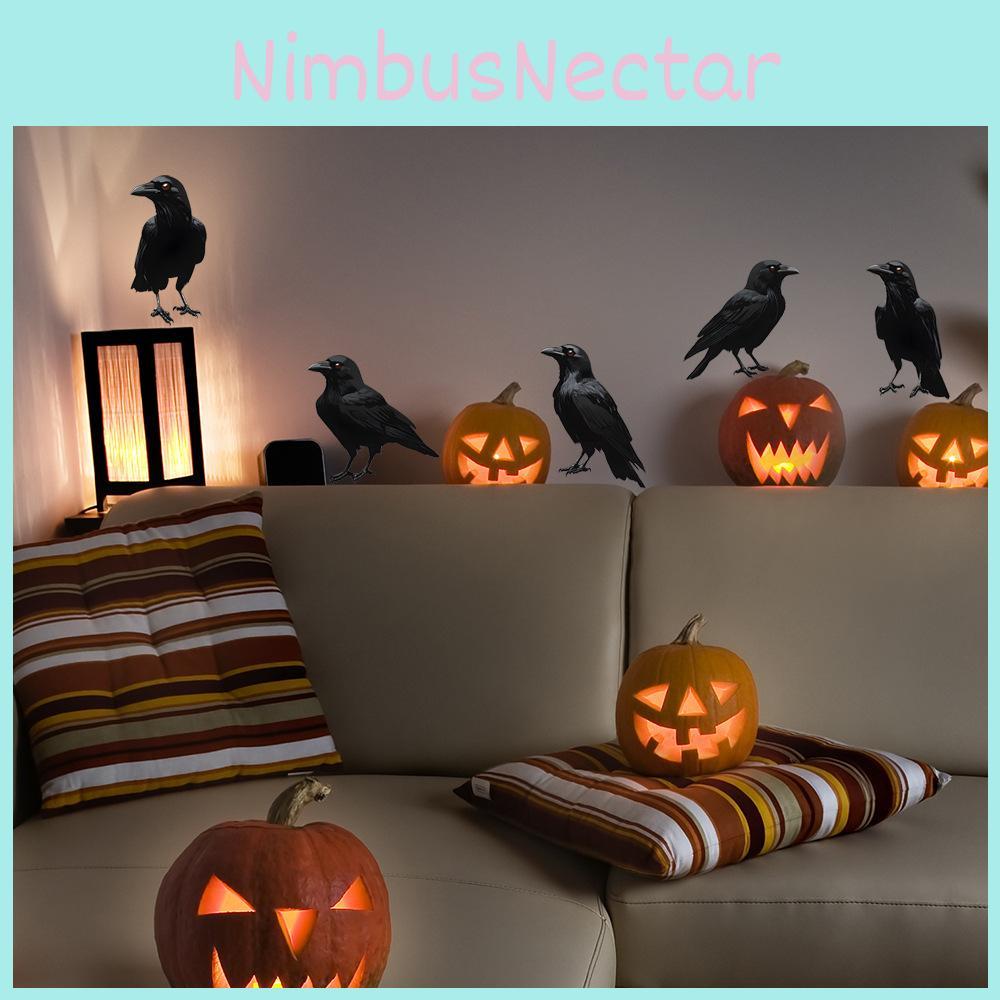 Halloween Crow Black Glass Showcase Bedroom Home Decoration Wall Stickers
