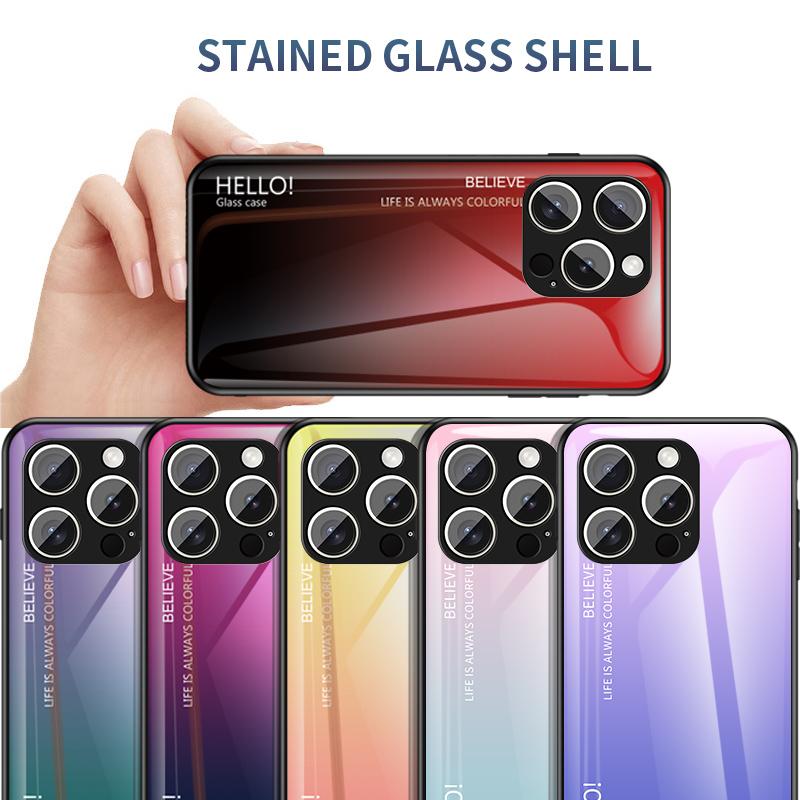 For iPhone 16 Pro Case Anti-Scratch Tempered Glass+PC+TPU Phone Cover