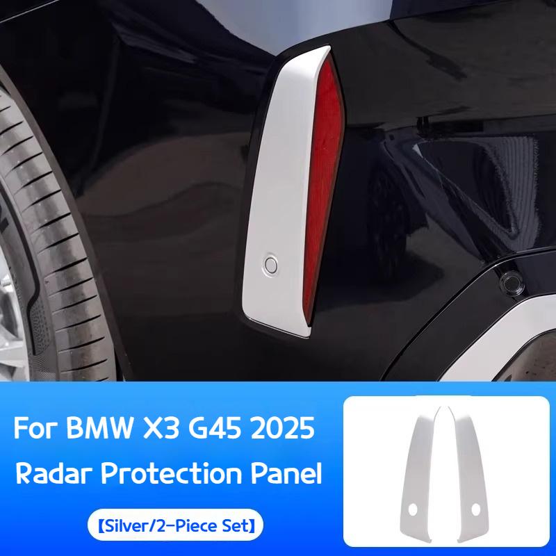 

Car Radar protection panel black and silverized fog light trim with black warrior appearance partsFor BMW X3 G45 2025-2026 Silver
