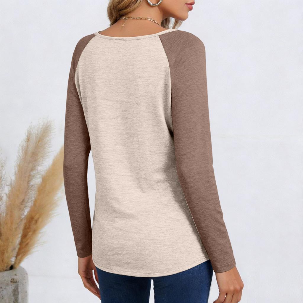 Damen Color-Blocked Casual Fashion Langarm-Pullover