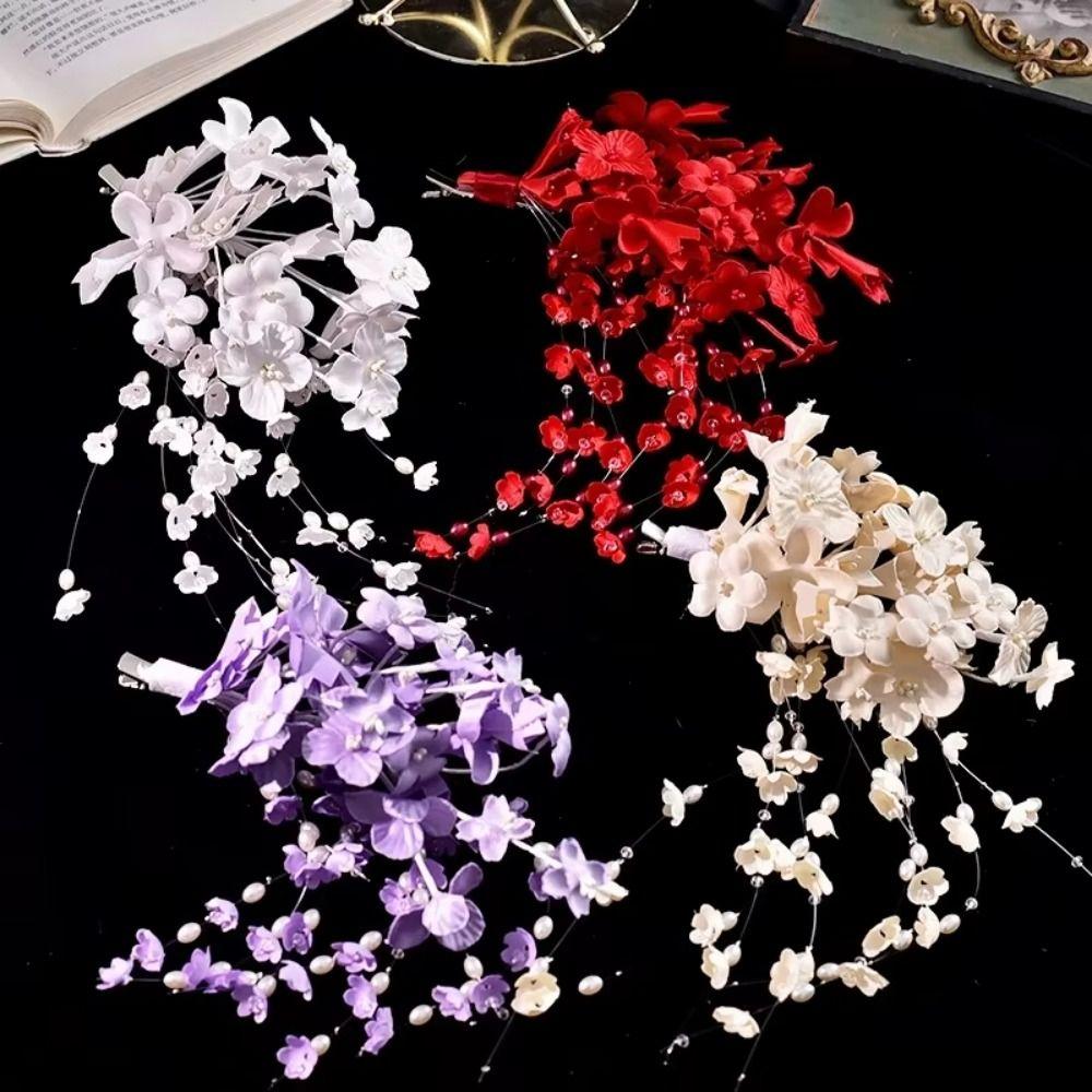 Fermacapelli Fiore di Lusso Clip ad Anatra con Perle Clip Laterale Raffinata Acconciatura Sposa