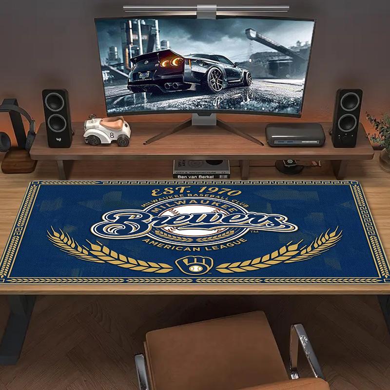 Milwaukee Brewers Farbiges Mauspads Großes Gaming-Tischkissen Rutschfestes Laptop-Tablet Großes Mauspads XXL Matte Mini-PC-Spielmatte Mit Verriegeltem Rand