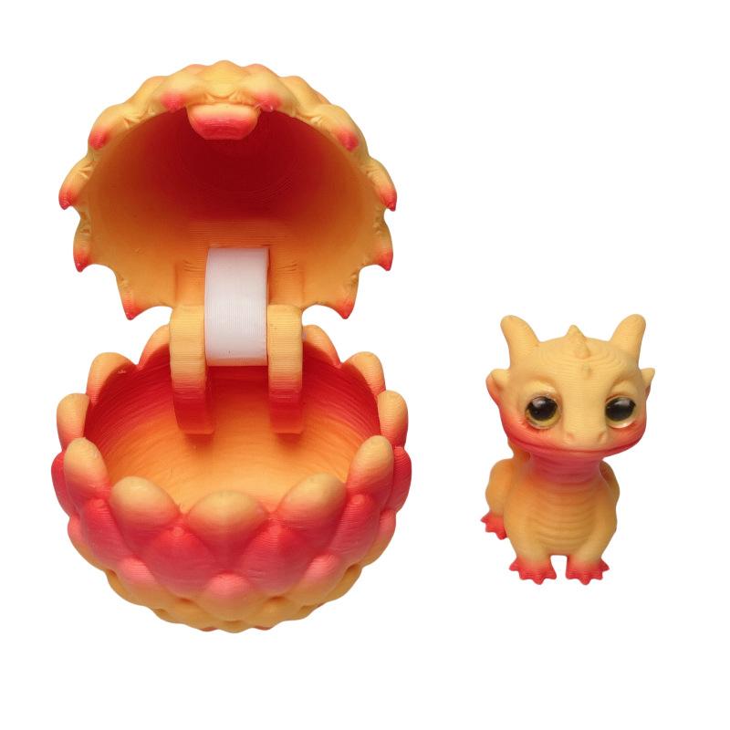 New 3D Printing Flip Cover Cute Little Dragon+Dragon Egg Set Simulation Dragon Egg Toy Model Desktop Ornament Kids Birthday Gift