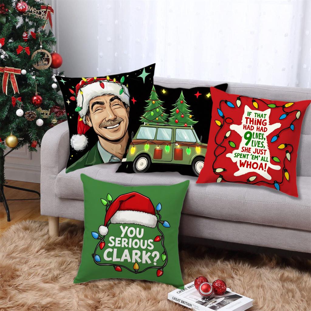Leinen Plüsch Leder Samt Weihnachten Cartoon Druck Weihnachtsmann Glocke Kindlich Wohnzimmer Schlafzimmer Kissenbezug