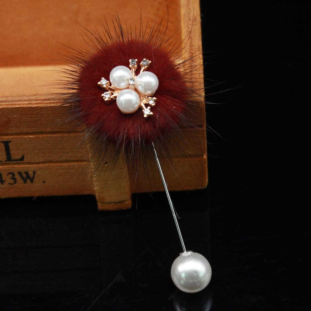 Koreanische niedliche Charme-Broschennadeln für Damen Pelz Pompon Piercing Reversbroschen Perle Blume Kragennadeln Schmuck Geschenk Accessoires