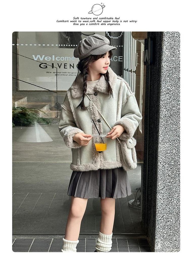 Big Girls' Stylish Thickened Shearling Coat - 2025 Autumn/Winter Fashion