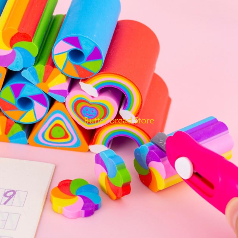 W89C Creative Erasers Rainbow Eraser Painting Erasers Pencil Erasers for Student