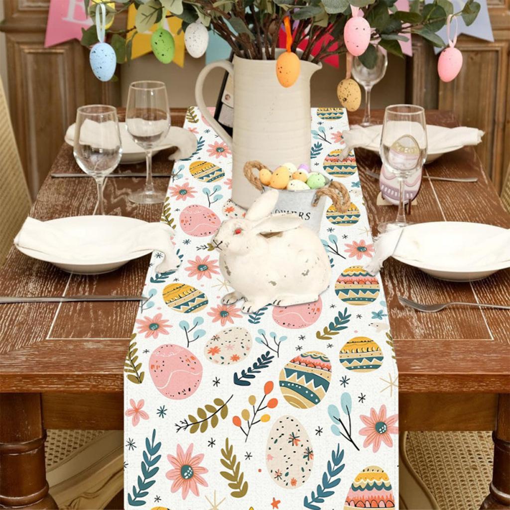 Happy Easter Egg Table Runner Easter Spring Decorations For Tables Indoor Home Party Decor