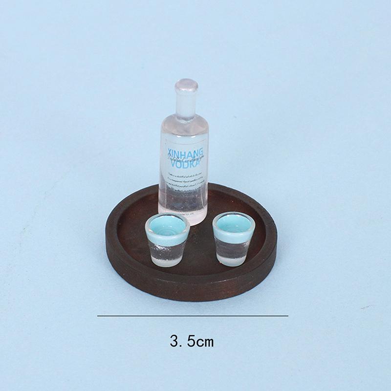 1Set 1/12 Doll House Miniature Resin Vodka Bottle Wine Glass Set Simulation Drink Model Toy Mini Decoration Dollhouse Accessorie
