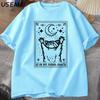 In My Feral Era Raccoon T Shirt Mystical Racoon Tshirt Tarot Card Print Tshirt Summer Cotton Short Sleeve Tee Shirt Unisex Clothes