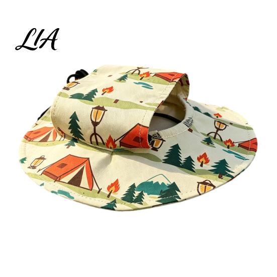 Adjustable Pet Headwear Cat Beach Hat, Summer Cap with Ear Holes, Hat for Outdoor Activities Sun Small Dogs Cats Protection