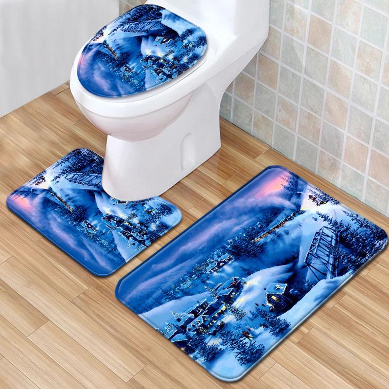 Creative Toilet Three-Piece Floor Mat Bathroom Three-Piece Carpet Doormat