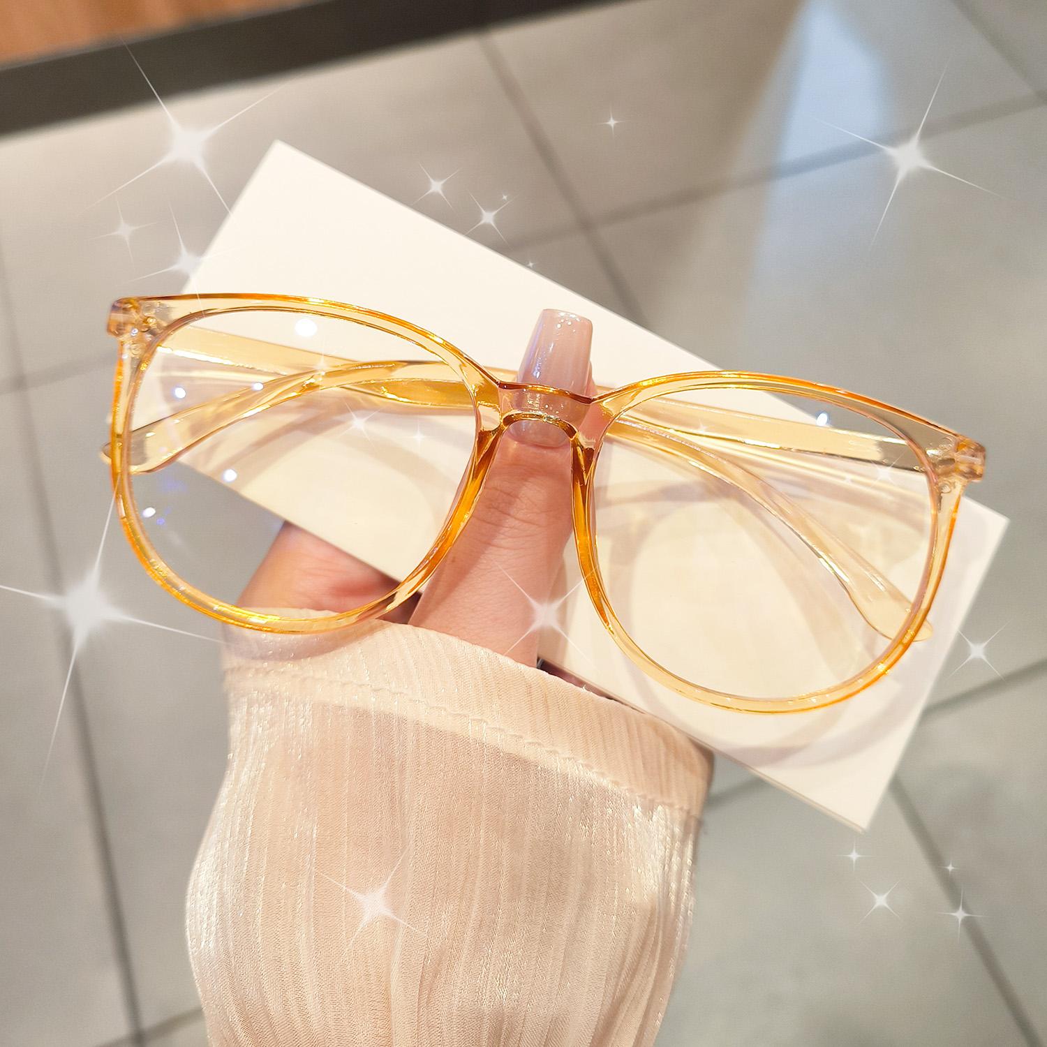 Stylish Square Frame Transparent Plano Eyeglasses Simple and Versatile Photo Gift Stylish Eyeglasses for Men and Women