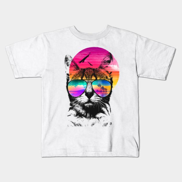Boys Girls Soft Cotton Graphic Tees Summer Cat Breathable Daily School Wear Kids T-Shirts