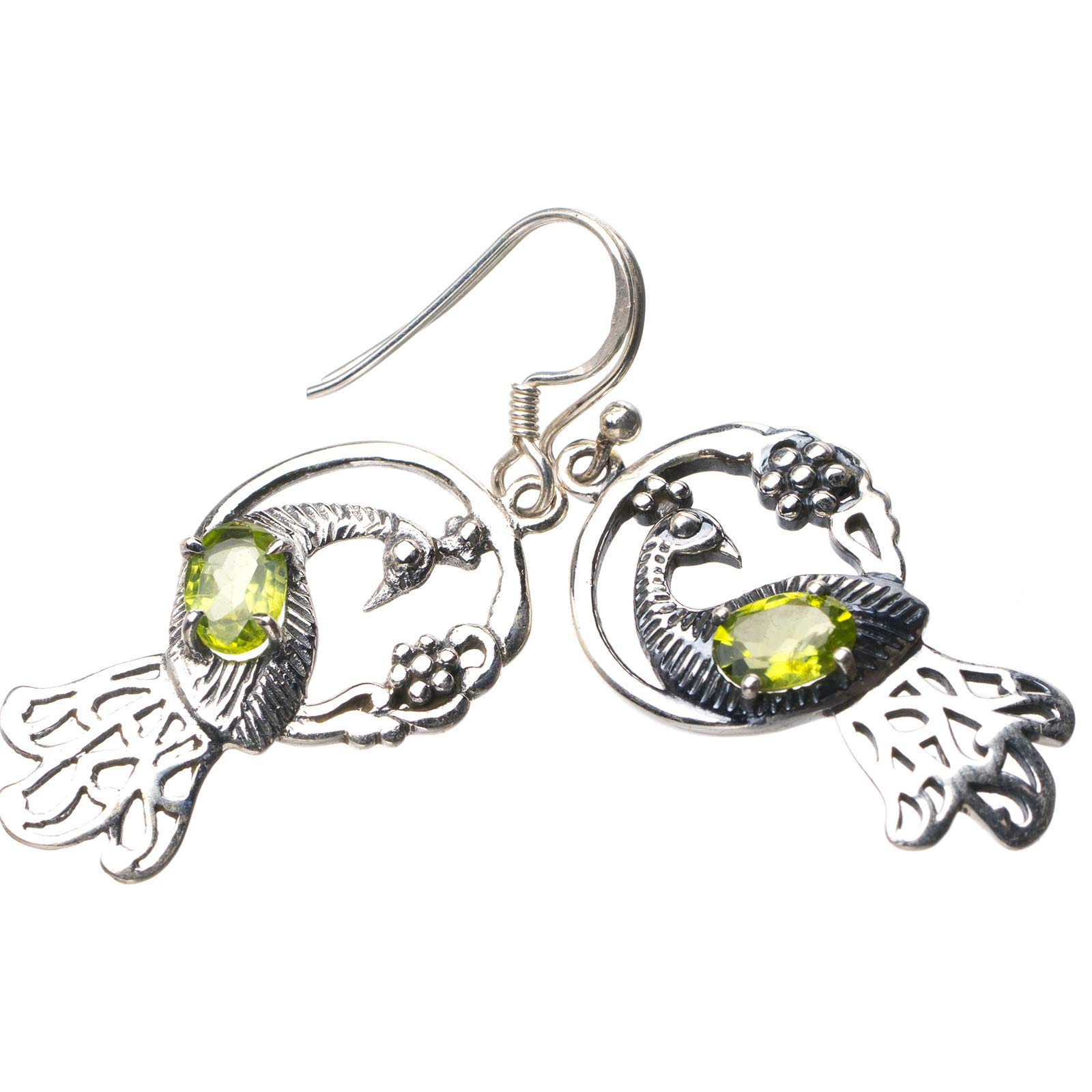 

StarGems® Natural Peridot Peacock Handmade 925 Sterling Silver Earrings 1.75 E0525