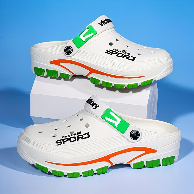 Перфорированная обувь мужская летняя модная универсальная на толстой подошве противоскользящая сандалии для улицы повседневные дышащие удобные перфорированная обувь 39 белый