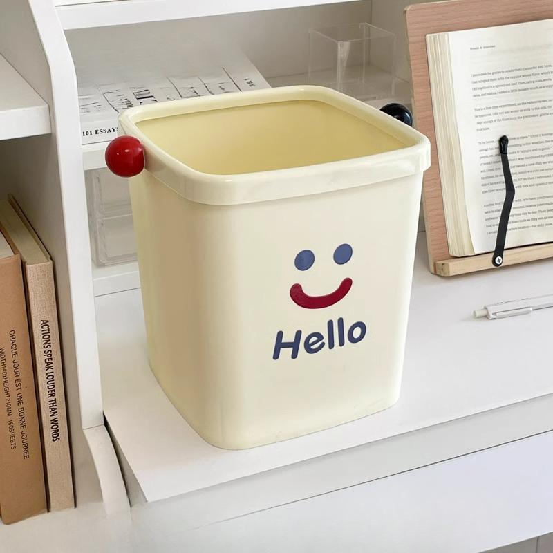 Small Desktop Trash Can Mini Pressure Ring Cartoon Cute Storage Bucket Living Room Bedroom Dining Table