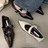 2024 New Fashionable Pointed Shallow Mouth Solid Color Single Line Buckle with Outdoor Casual Square Heel Women's High Heels