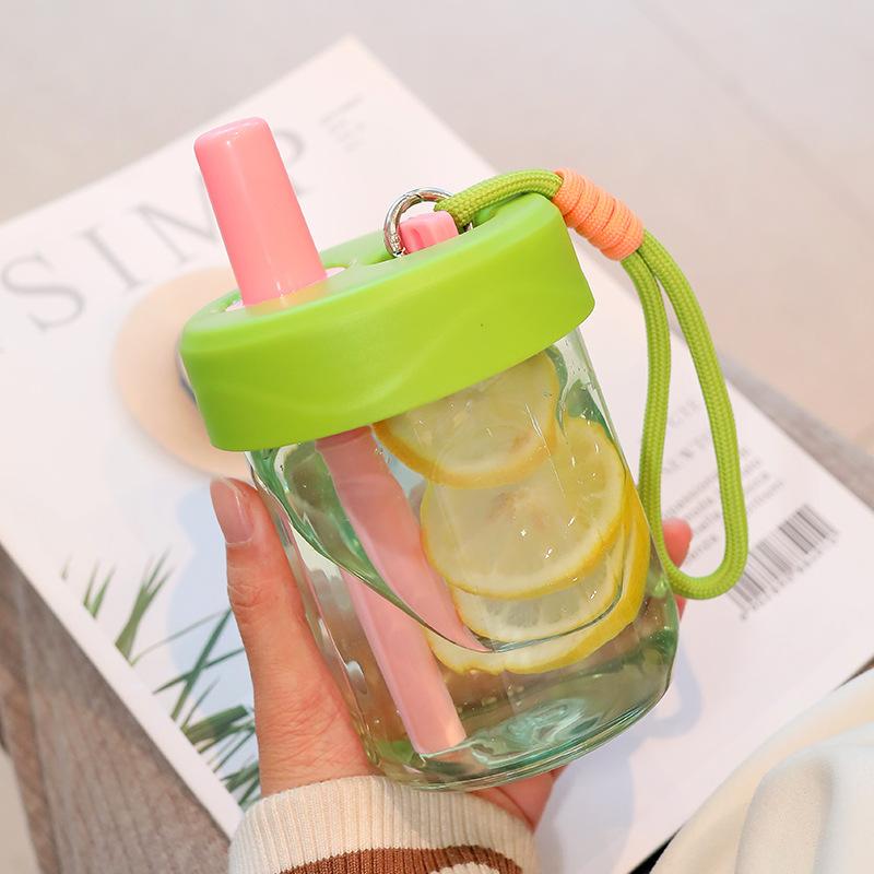 500ml Straw Cup With Leak-Proof Lid For Lady Cute Food Grade Heat Resistant Cup Tea Separation Filter Cups With Handle Water Cup
