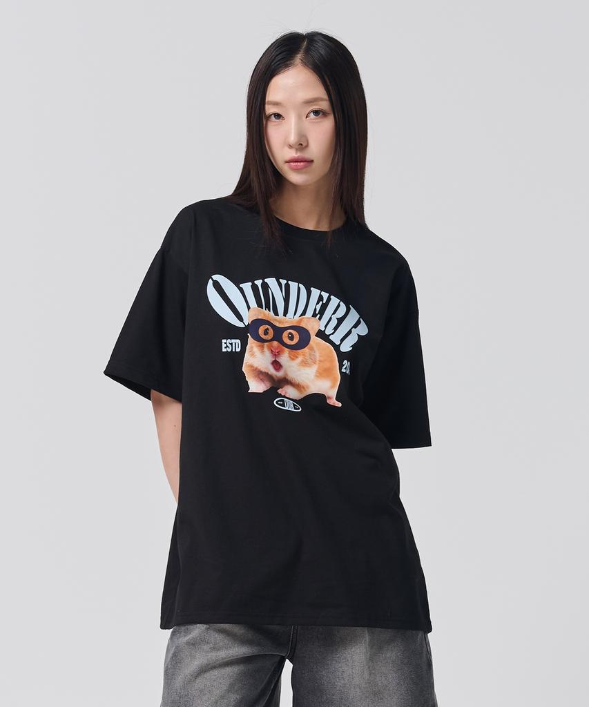 OUNDERR Mask Hamster Short Sleeve T-Shirt (Black)