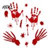Long-lasting Window Sticker Halloween Blood Handprints/Footprints Wall Stickers Removable Decals Spooky Waterproof Scratch-resistant Decal