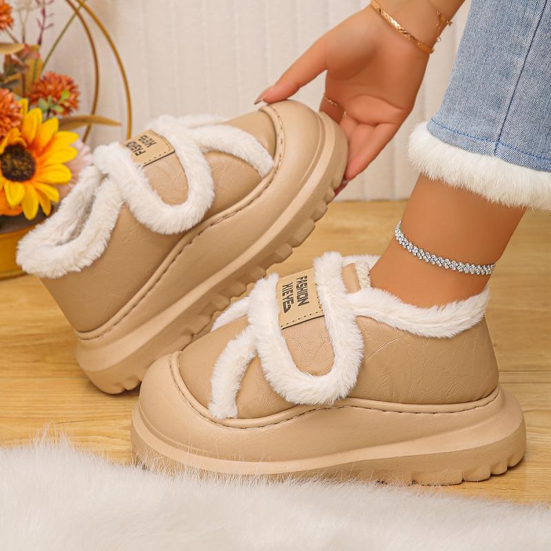 Cute Thick Bottom Fluffy Fur Casual Shoes Women 2025 Winter Chunky Platform Furry Ankle Boots Warm Plush Non Slip Snow Boots