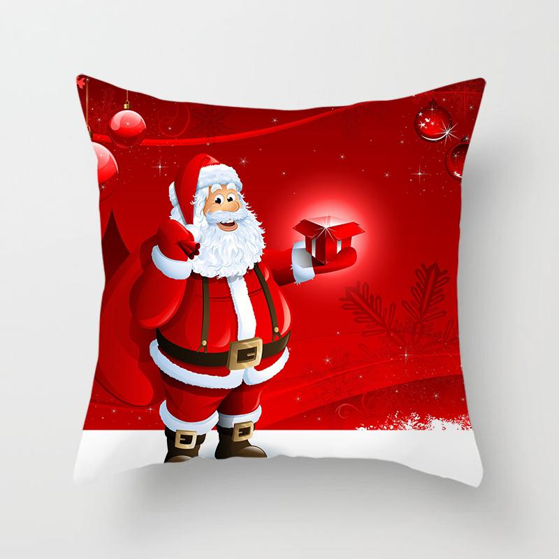 Cartoon Santa Claus Pillowcase Sofa Kids Room Decoration Merry Christmas Cushion Cover