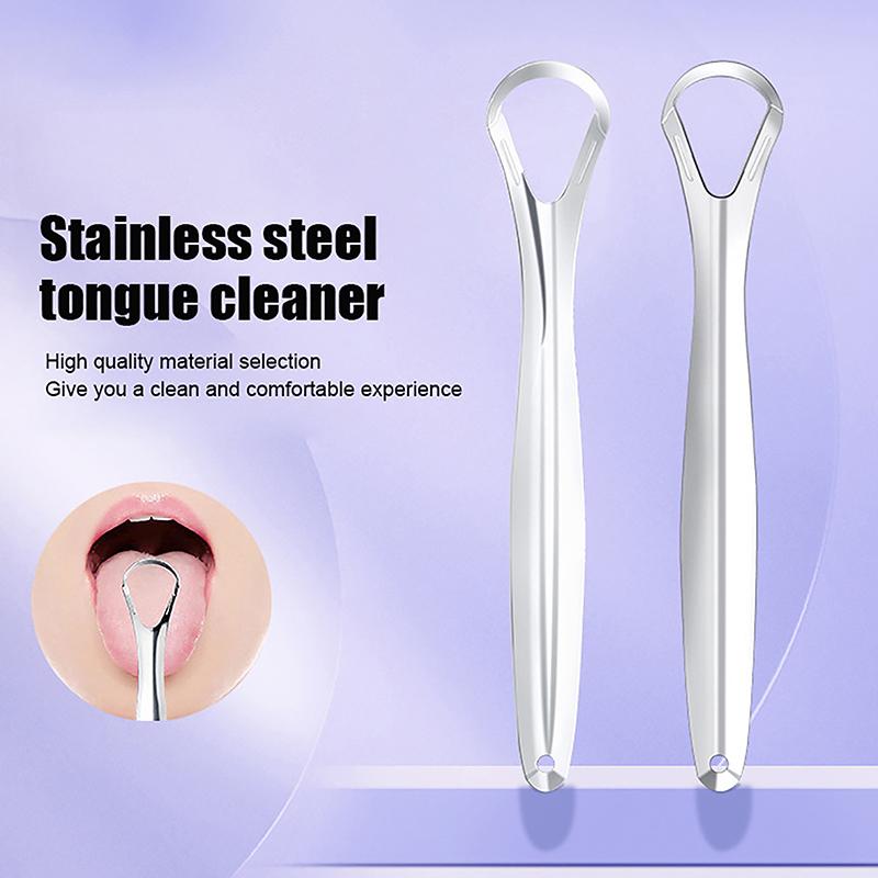 Stainless Steel Tongue Scrapers Mouth Cleaner Fresh Breath Men Women Dental Oral Care Cleaning Brush