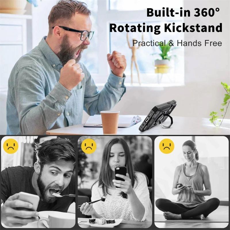 Pouzdro Pro 16 15 14 13 12 11 Pro Max XS XR 8 7 Plus Magnetický Otočný Kroužek Stojánek Odolné Ochrana Proti Pádu Kryt Peněženky